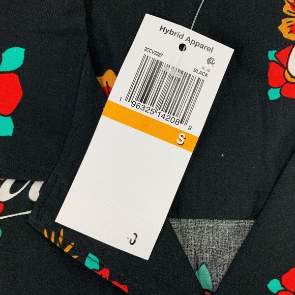 Hybrid Apparel Mens Coca Cola Floral Short Sleeve Button Down Shirt Black S - Picture 2 of 4